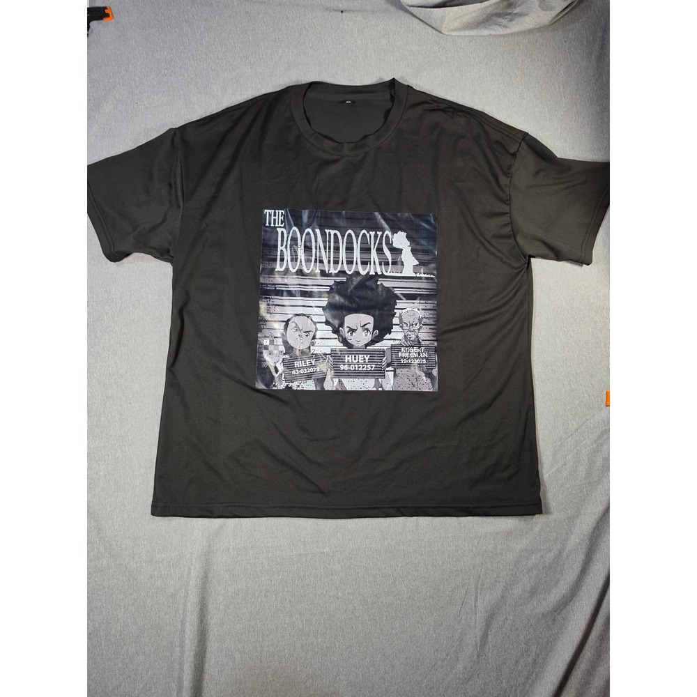 The Boondocks Mugshot Graphic T-Shirt Mens XXL Black Huey Riley Robert Freeman